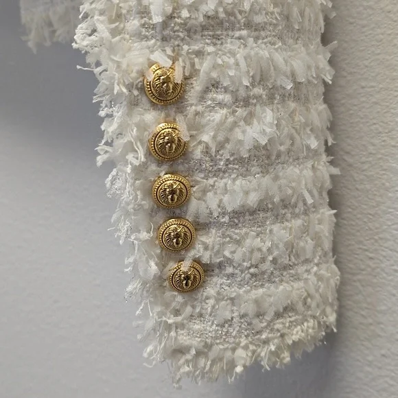 Balmain White Tweed Jacket 38/M - Picture 7 of 8